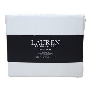 Lauren Ralph Lauren Dunham Sateen Queen White Sheet Set 300 Thread Count Cotton